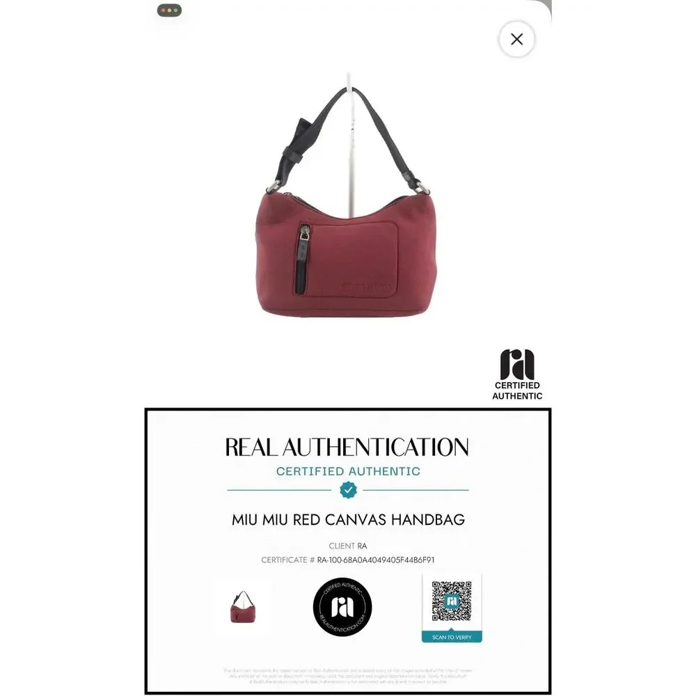 Vintage Miu Miu Red Canvas Y2K Hobo Shoulder Bag Authenticated